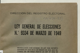Ley Número 9.292. Modifica la ley “General sobre inscripciones electorales” (1949)
