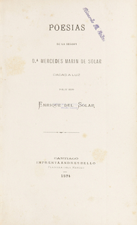 Poesías de la señora Da. Mercedes Marín de Solar (1874) Poesías de la señora Da. Mercedes Marín de Solar (1874)