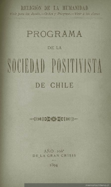 Programa de la sociedad positivista de Chile