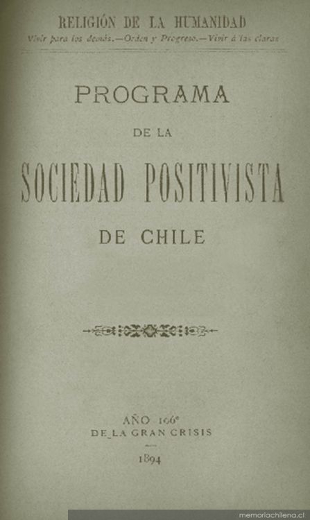 Programa de la sociedad positivista de Chile