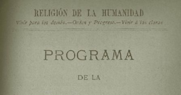 Programa de la sociedad positivista de Chile