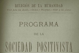 Programa de la sociedad positivista de Chile