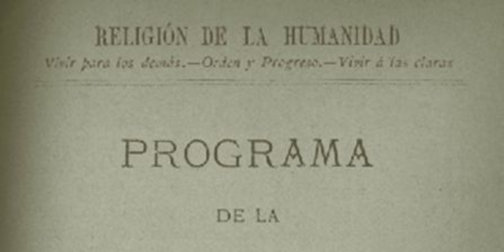 Programa de la sociedad positivista de Chile