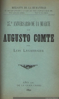 37o. aniversario de la muerte de Augusto Comte