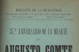 37o. aniversario de la muerte de Augusto Comte