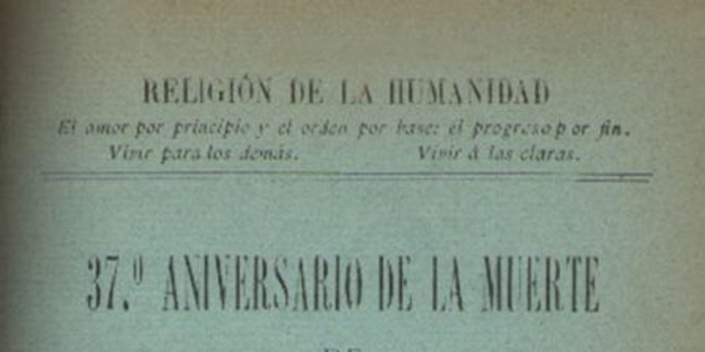 37o. aniversario de la muerte de Augusto Comte