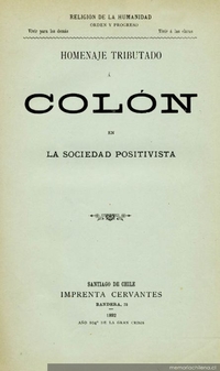 Homenaje tributado a Colón en la Sociedad Positivista