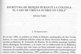 Escritura de monjas durante la Colonia : el caso de Ursula Suárez en Chile