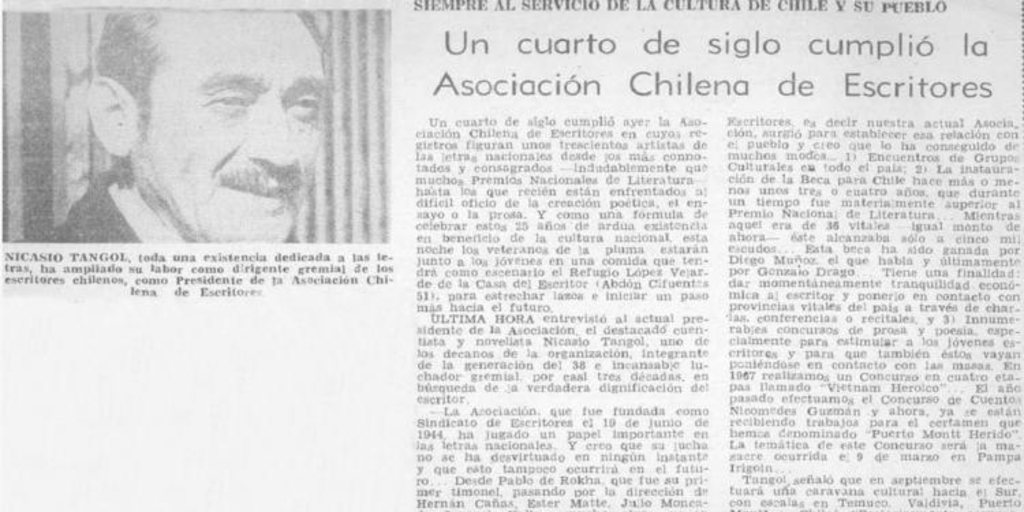 Un cuarto de siglo cumplió la Asociación Chilena de Escritores