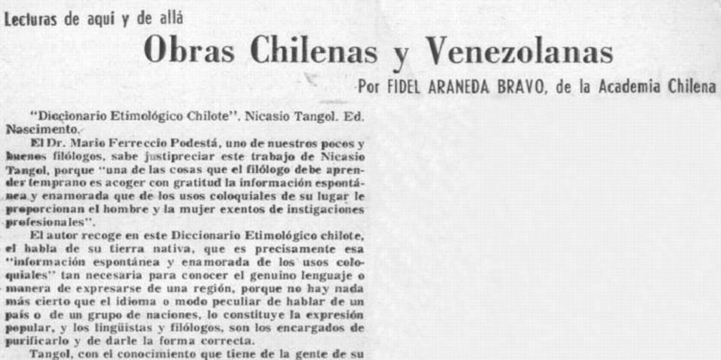 Lecturas de aquí y de allá : obras chilenas y venezolanas
