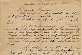 Carta a Emilia Toro : Santiago 18 de septiembre de 1891