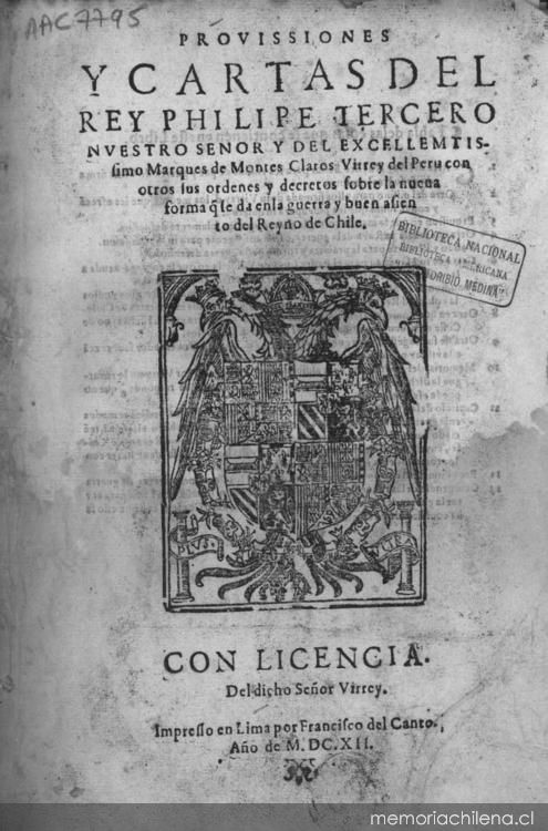 Carta del Rey Nuestro Señor para los indios de la paz y guerra de Chile firmada por su Real Persona