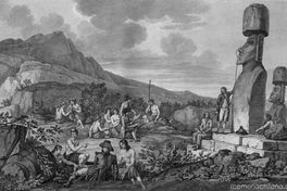 Isleños y monumentos de Isla de Pascua, 1786