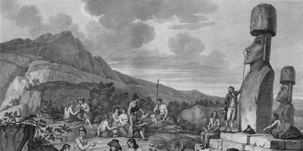 Isleños y monumentos de Isla de Pascua, 1786