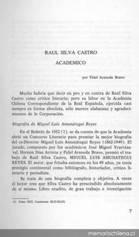 Raúl Silva Castro : académico