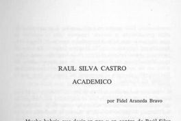 Raúl Silva Castro : académico