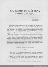 Bibliografía de Raúl Silva Castro (1903-1970).