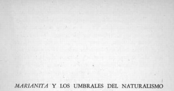 Marianita y los umbrales del naturalismo en Chile