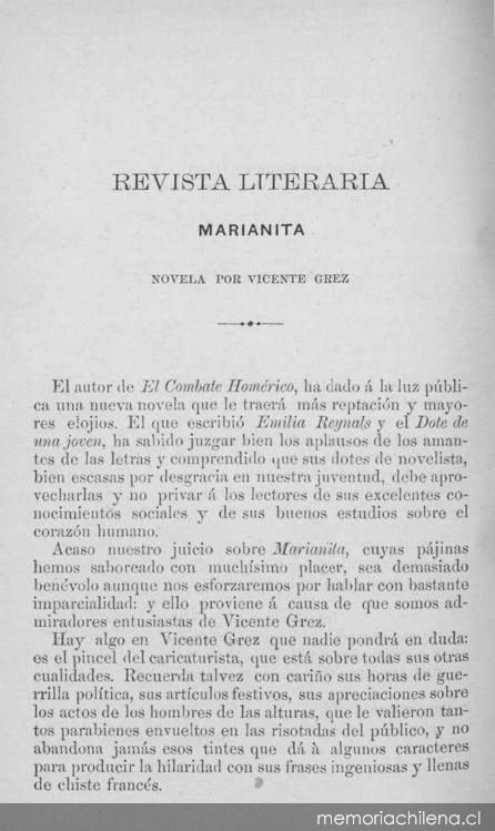 Marianita. Novela por Vicente Grez