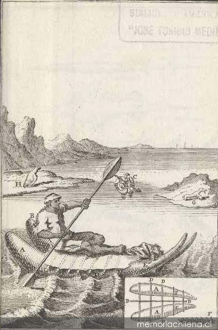 Dibujo y plano de una balsa de lobo marino, 1713