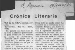 Crónica literaria : Sol de la India : poemas por Julio Barrenechea