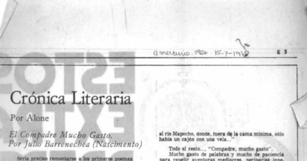 El compadre mucho gasto : por Julio Barrenechea