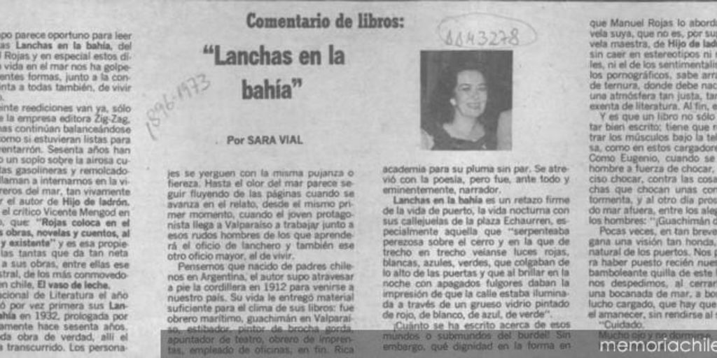 Lanchas en la bahía : comentario de libros