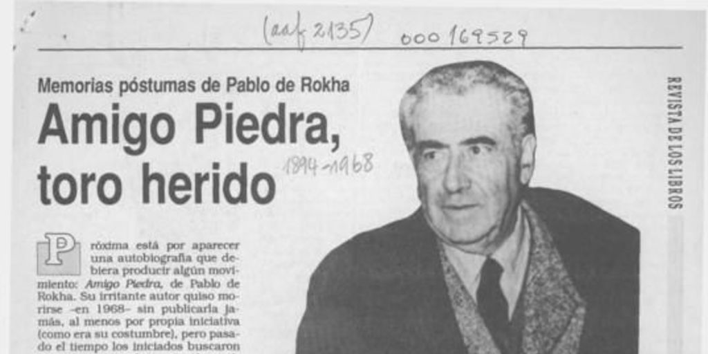 Amigo piedra, toro herido