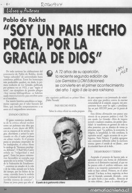 Soy un país hecho poeta, por la gracia de Dios