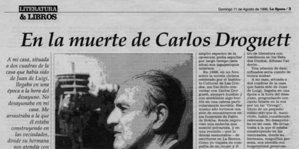 En la muerte de Carlos Droguett