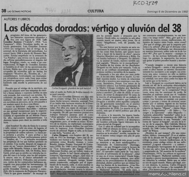 Las décadas doradas : vértigo y alusión del 38