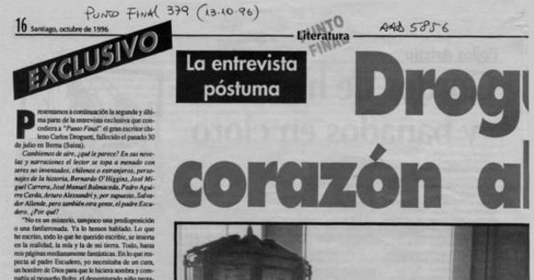 Droguett a corazón abierto : la entrevista póstuma