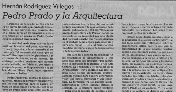 Pedro Prado y la arquitectura
