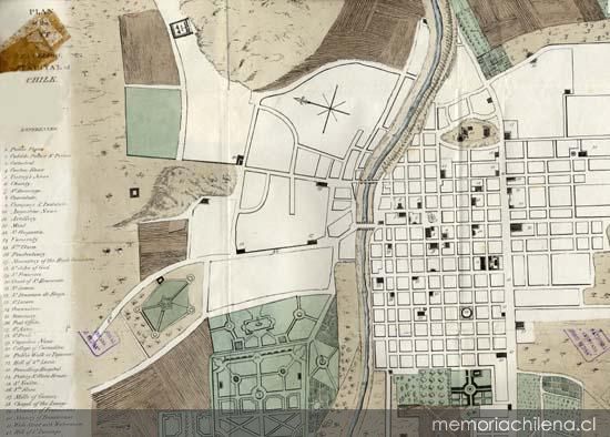 Plan of city of Santiago, the capital of Chile