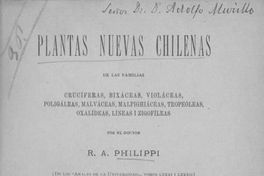 Plantas nuevas chilenas de las familias crucíferas, bixáceas, violáceas, poligáleas