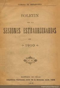 Reunión parlamentaria celebrada el 17 de setiembre de 1910 con motivo del centenario de la Independencia Nacional