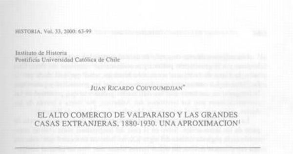 Alto comercio de Valparaíso y las grandes casas extranjeras, 1880-1930 una aproximación