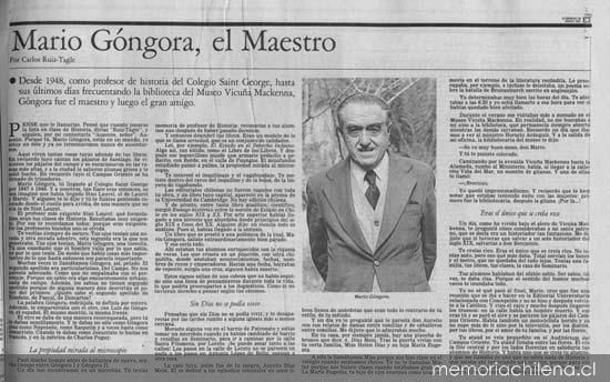 Mario Góngora, el maestro