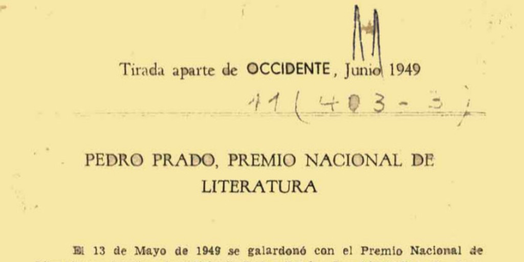 Pedro Prado, Premio Nacional de literatura