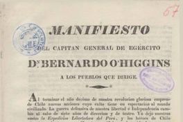 Manifiesto del Capitán General de Ejército Don Bernardo O'Higgins