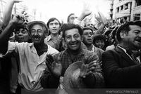 Obreros y campesinos en concentración de la Unidad Popular, hacia 1970