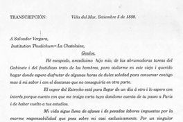 Carta, 1880 set. 5, Viña del Mar a Salvador Vergara, Géneve