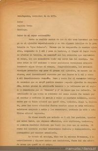 Carta, 1879 nov. 24, Antofagasta a Augusto Matte, Santiago, Chile