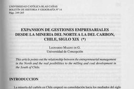 Expansión de gestiones empresariales desde la minería del norte a la del carbón : Chile : siglo XIX