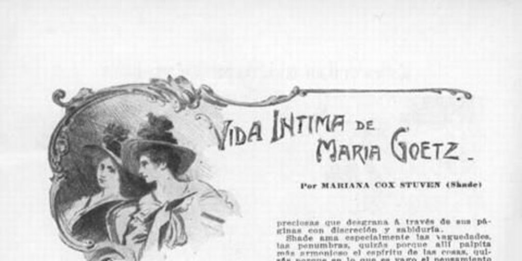 Vida íntima de María Goetz : por Mariana Cox Stuven (Shade)