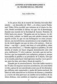 Antonio Acevedo Hernández y el teatro social chileno