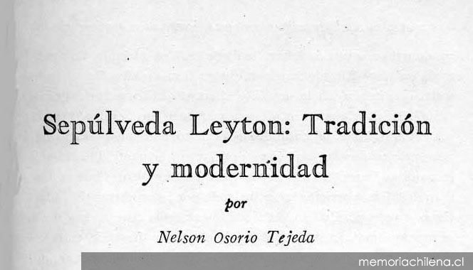 Sepulveda Leyton : tradición y modernidad