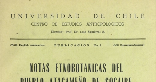 Notas etnobotánicas del pueblo atacameño de Socaire