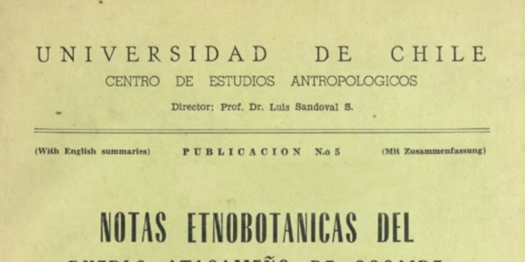 Notas etnobotánicas del pueblo atacameño de Socaire