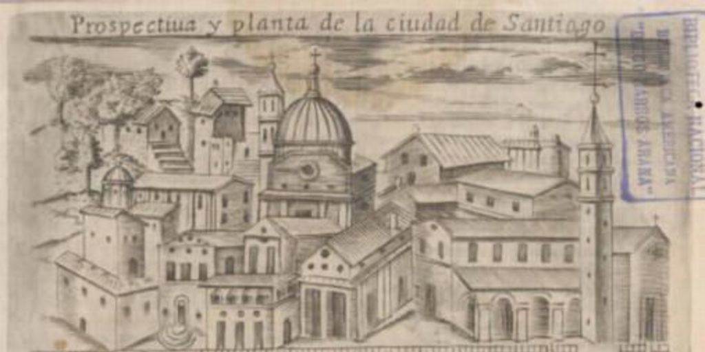 Prospectiva y planta de la ciudad de Santiago, hacia 1646